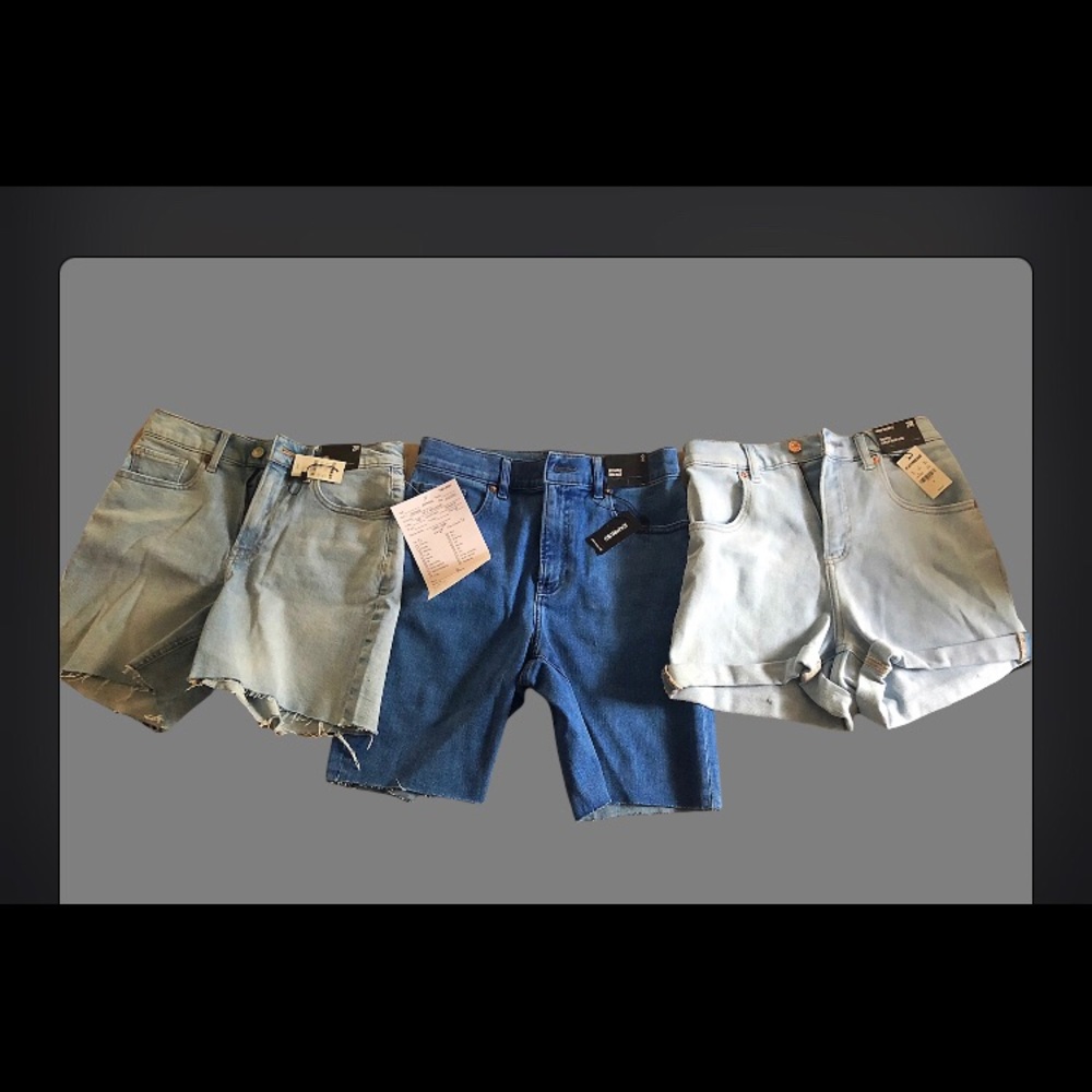 3 PC NWT Express High Waisted Denim Shorts Bundle